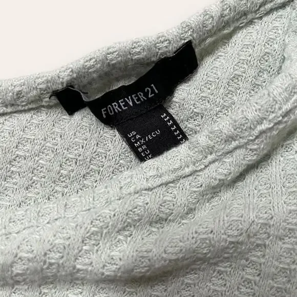 💟 2for$20 💟 Forever 21 Green Tie-Front Tank Top Buttons Waffle Knit Size M - Picture 3 of 4